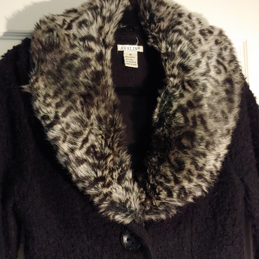 Black Jacket Avalin Acrylic Wool Faux Lapel